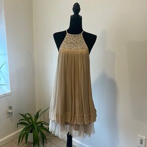 BCBGMAXAZRIA Women Champagne Cocktail Evening Dress